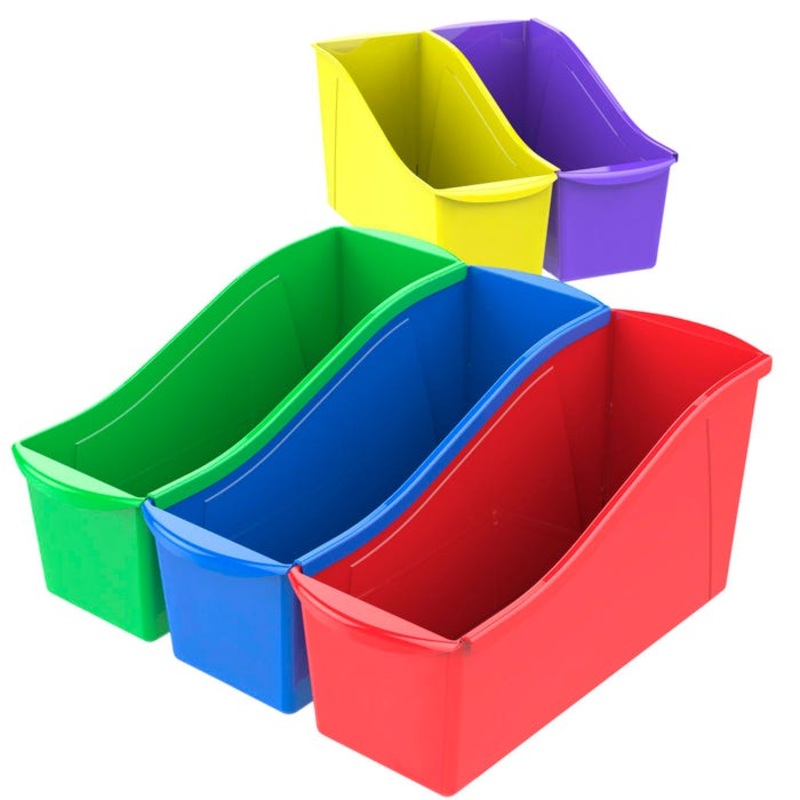 Storex Large Interlocking Book Bin, 14-1/4 x 5-1/4 x 7 Inches, Assorted Colors, Set of 30