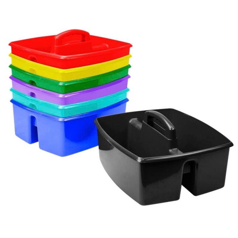 Storex Large Supplies Caddy, 11-1/4 x 4-1/4 x 4-1/2 Inches, Assorted Colors, Set of 6