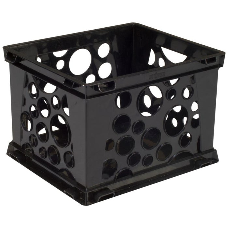 Storex Mini Crate, Black, Pack of 12