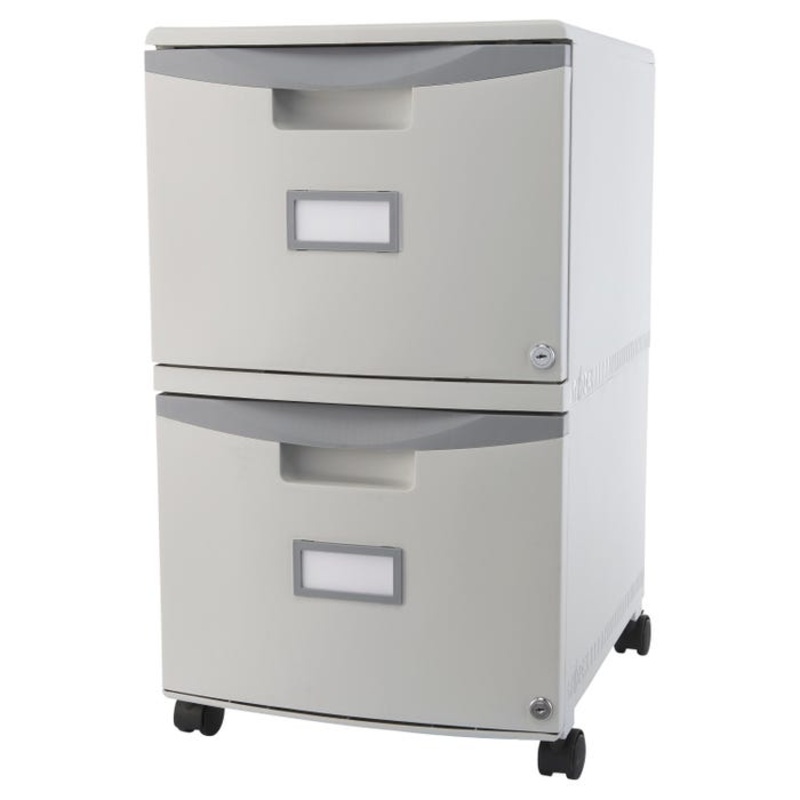 Storex Mobile Double File Drawer for Hanging Files, 2 Drawers, Gray