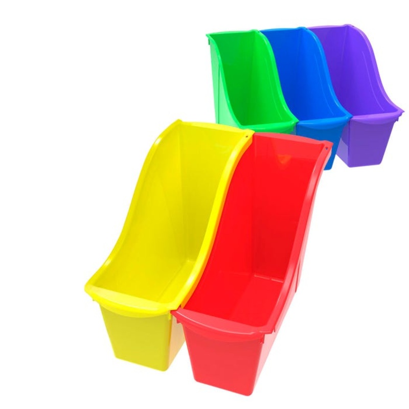 Storex Small Interlocking Book Bins, 11-3/4 x 4-1/2 x 8-1/2 Inches, Assorted Colors, Set of 30
