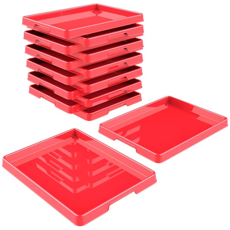 Storex Sorting and Crafts Tray, 12 x 16 Inches, Red, Pack of 12
