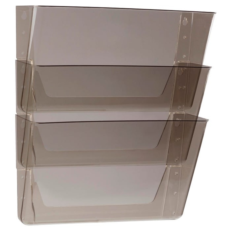 Storex Stacking Wall Pocket Set, 16 x 4 x 7 Inches, Smoke, Pack of 3