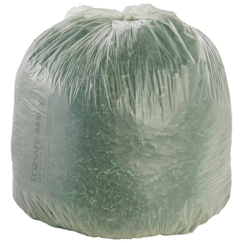 Stout ASTM-6400 Compostable Trash Bags, 48 Gallon, Green, Pack of 40