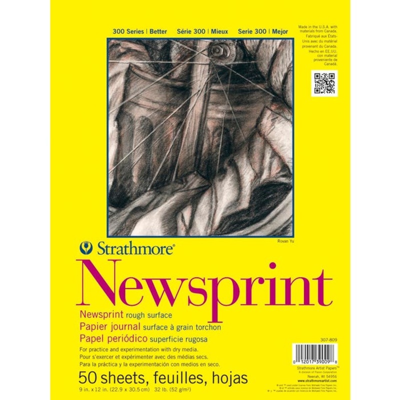 Strathmore 300 Series Newsprint Pad, 9 x 12 Inches, 32 lb, 50 Sheets