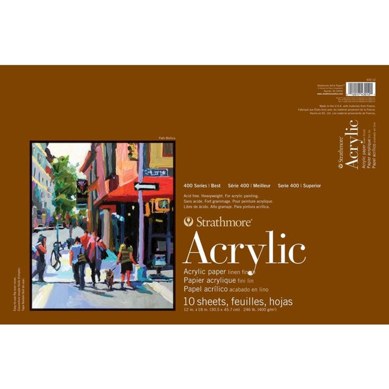 Strathmore 400 Series Acrylic Paper Pad, 12 x 12 Inches, 246 lb, 10 Sheets
