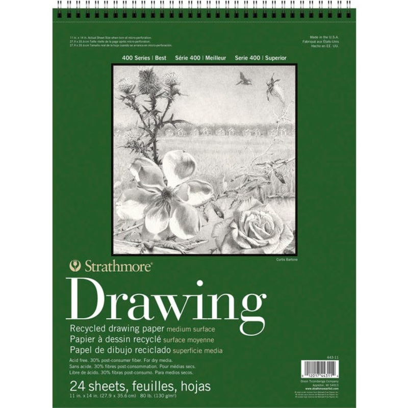 Strathmore 400 Series Recycled Drawing Pad, 11 x 14 Inches, 80 lb, 24 Sheets
