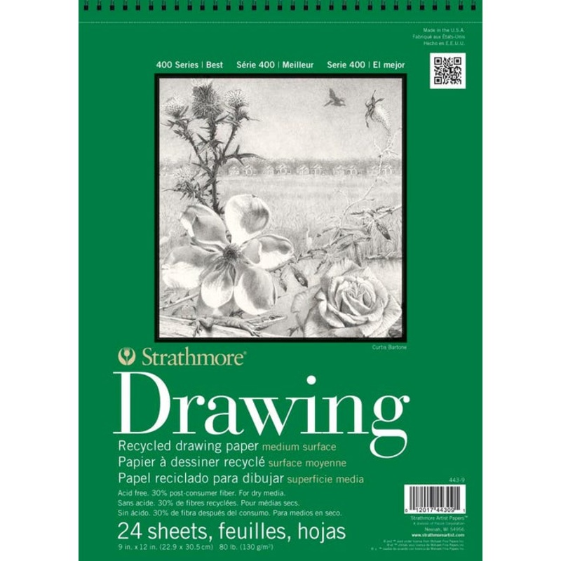 Strathmore 400 Series Recycled Drawing Pad, 9 x 12 Inches, 80 lb, 24 Sheets