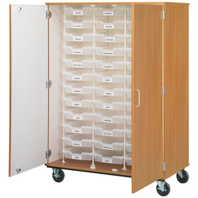 Stevens I.D. Systems Mobile Tray Storage Cart with Doors and Lock, 18 Trays, 44 x 24 x 67 Inches