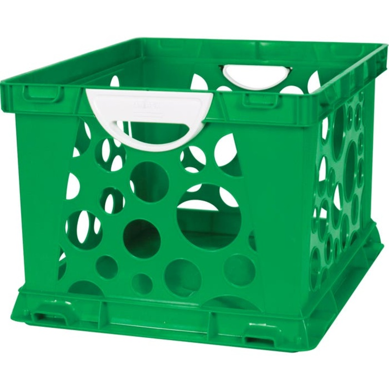 Storex 2-Color Large Crate with Handles, Green/White