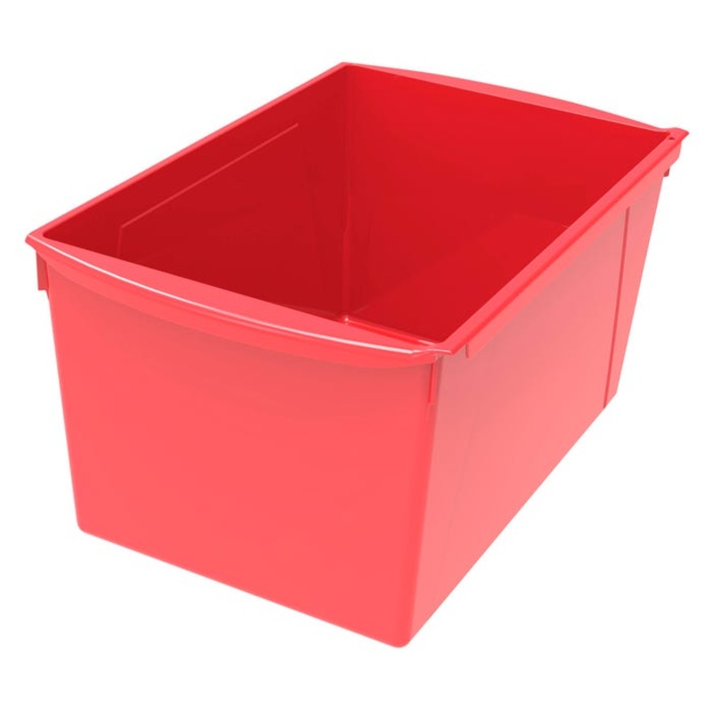 Storex Interlocking Book Bin, Double Wide, 14-1/2 x 9-1/5 x 7 Inches, Red