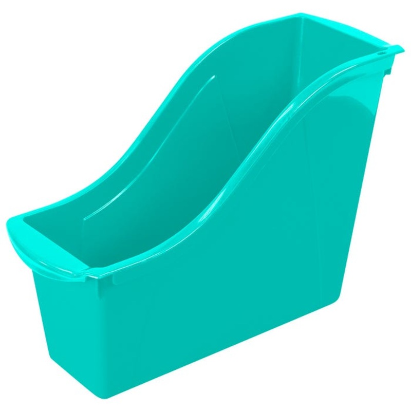 Storex Interlocking Book Bin, Small, 11-3/4 x 4-1/2 x 8-1/2 Inches, Teal, Pack of 6