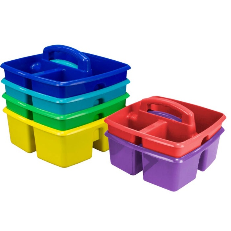Storex Supplies Caddy Storage Tub, 3 Compartments, Assorted Colors