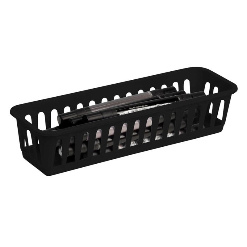 Storex Supply Baskets, 13 x 4-4/5 x 2-1/3 Inches, Black, Pack of 12