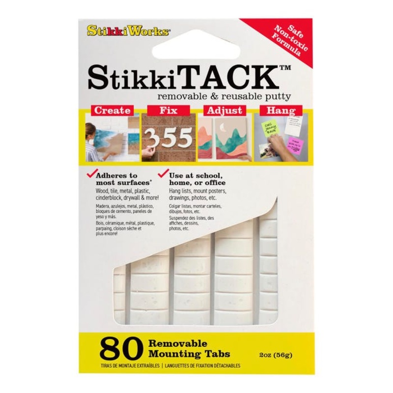 Surebonder Stikki Tack Removable Adhesive Mounting Tabs, White, Pack of 80 Tabs