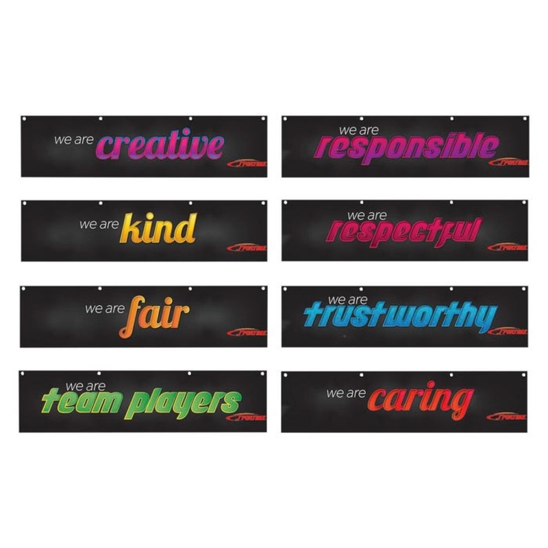 Sportime Character Education Hanging Banners, Black, Set of 8