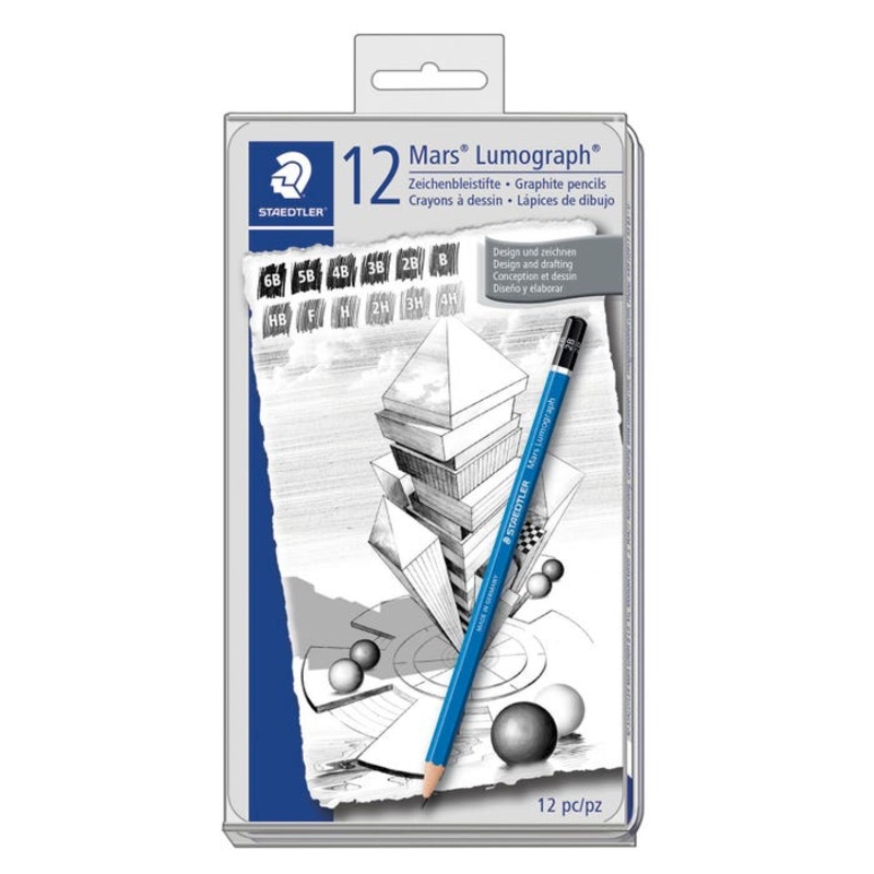Staedtler Mars Lumograph Graphite Pencils, Assorted Hardness, Set of 12