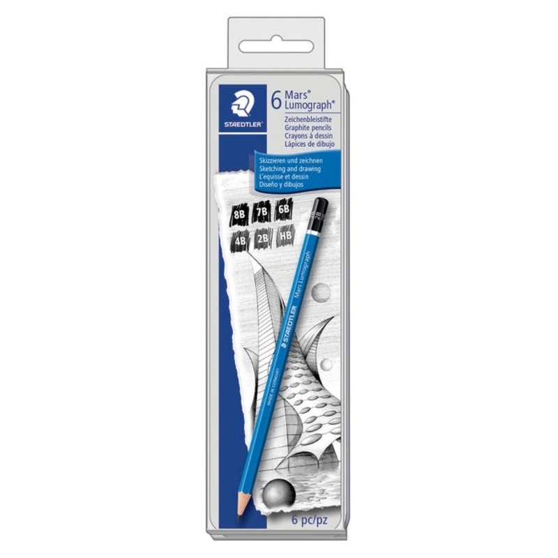 Staedtler Mars Lumograph Graphite Pencils, Assorted Hardness, Set of 6