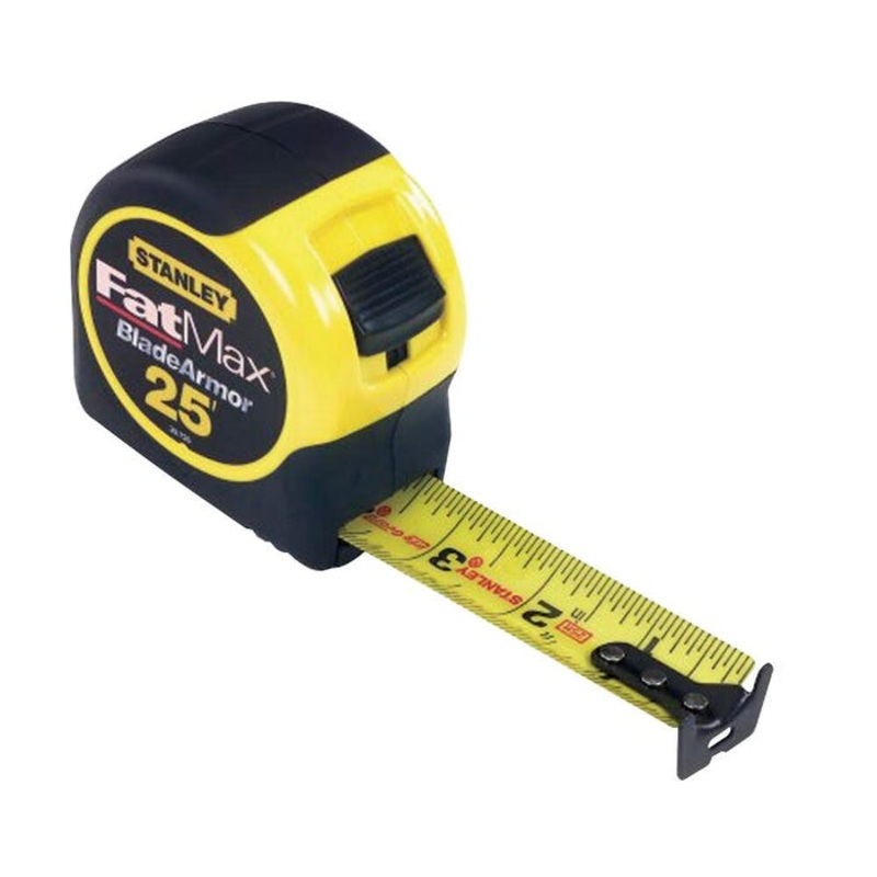 Stanley FatMax Thermoplastic Coated Steel Tape Rule, 1-1/4 in W X 25 ft L, Yellow Case