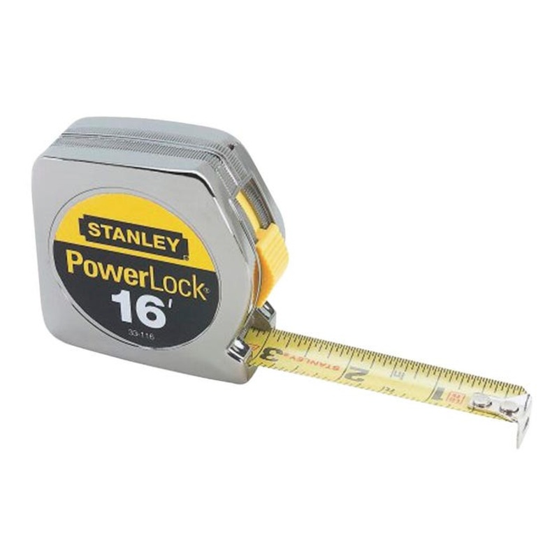 Stanley Powerlock Polyester Coated Die-Cast Metal Case Tape Rule, 1 in W X 25 ft L, Yellow Case