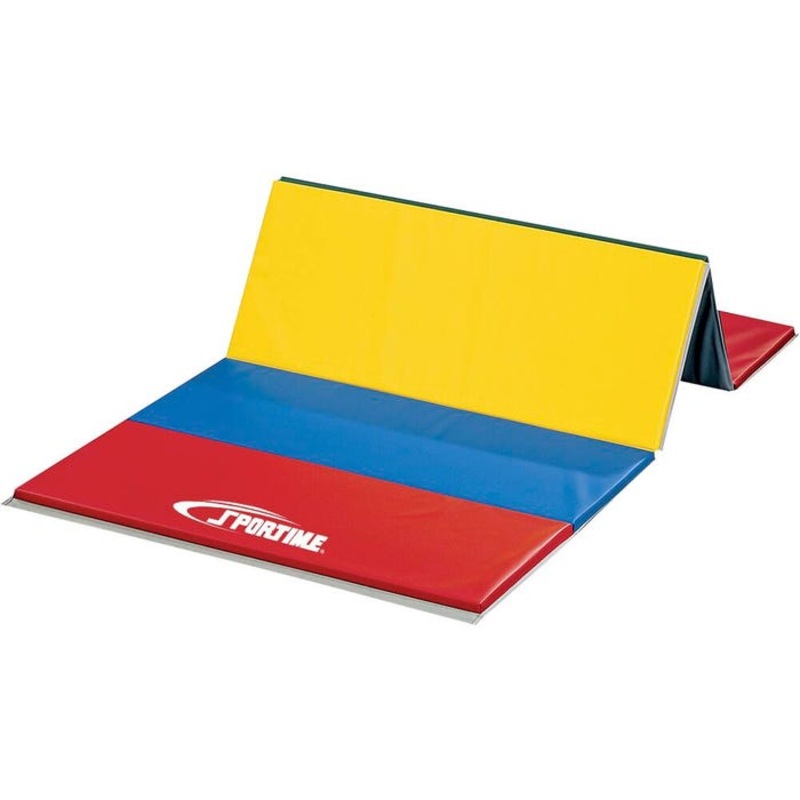 Sportime Polyethylene PE Mat, 6 x 12 Feet, 1-1/2 Inch Thick, 4 Sided Hook and Loop, 2 Foot Panel, Rainbow