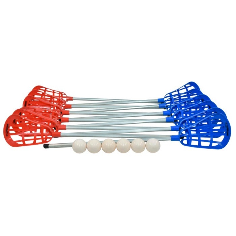 Sportime Soft Lacrosse Kit, Set of 12 Sticks and 6 Balls