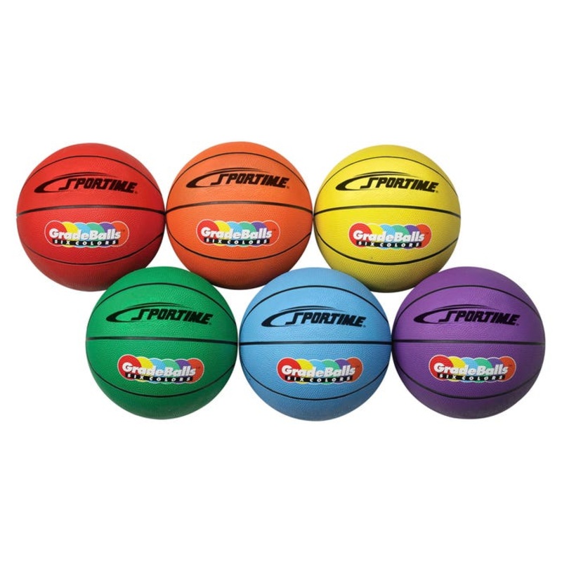 Sportime Gradeball Mini Basketballs, 11 Inches, Set of 6, Rubber
