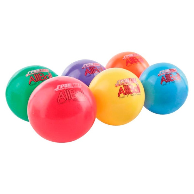 Sportime Inflatable All-Balls, Multi-Purpose, 6 Inches, Assorted Colors, Set of 6