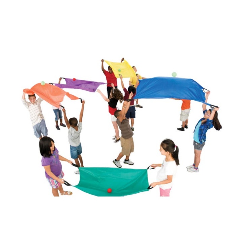 Sportime Two-Person Parachutes, 33 x 50 Inches, Assorted Colors, Set of 6