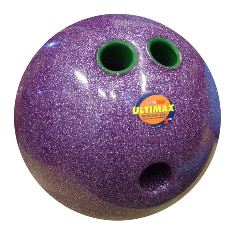 Sportime Ultimax Bowling Ball, 2 Pounds, 3 Finger Slots, Purple Glitter