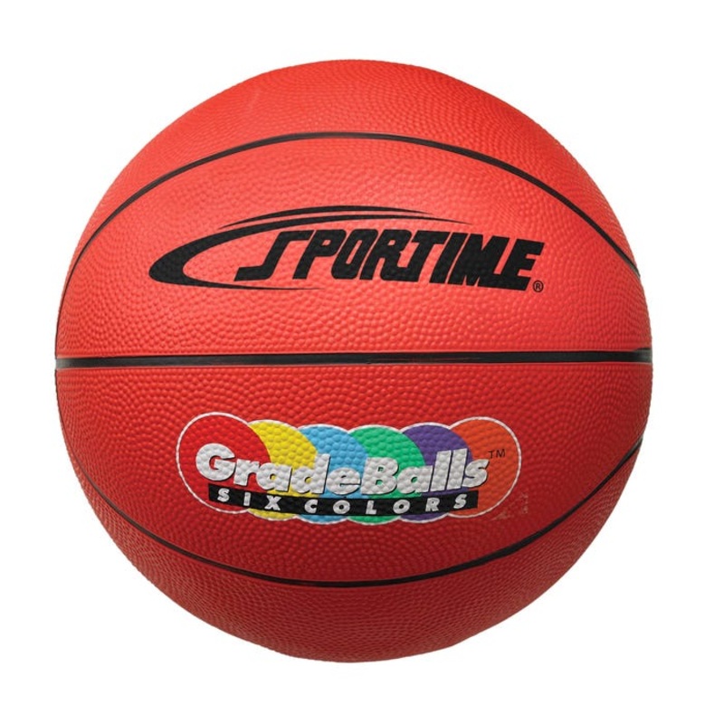 Sportime Gradeball Rubber Basketball, 27 Inches, Junior Size 5, Red