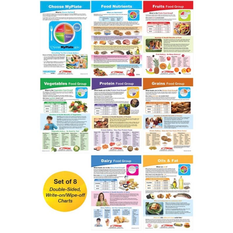 Sportime MyPlate Bulletin Board Chart Set, Grades 5 to 9, 8 Pieces
