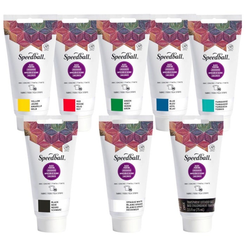 Speedball Fabric Block Printing Ink Classroom Set, Set of 8
