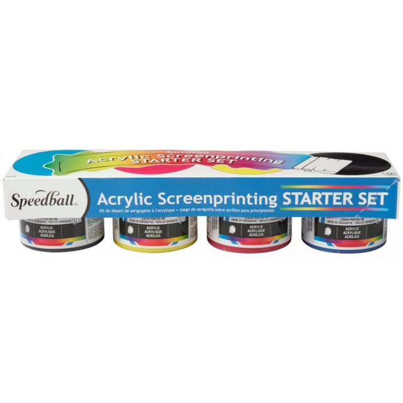 Speedball Permanent Acrylic Screen Printing Ink Set, 4 Ounces, Assorted Colors, Set of 4