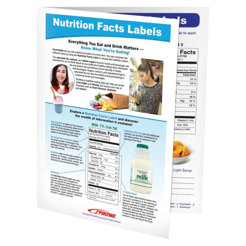 Sportime Food Nutrition Facts Visual Learning Guide, 4 Pages, Grades 5 to 9
