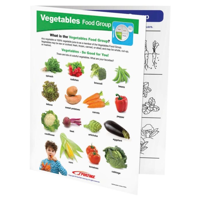 Sportime Vegetables Food Group Visual Learning Guide, 4 Pages, Grades 1 to 4