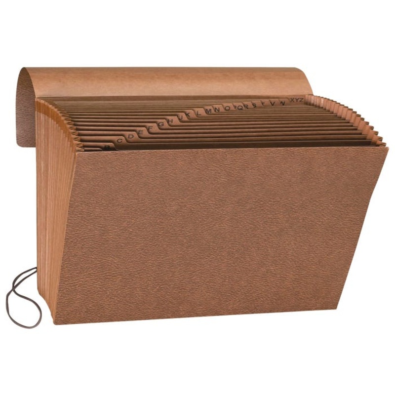 Business Source Expanding File with Flap, Letter Size, A-Z, 21 Pocket, Brown