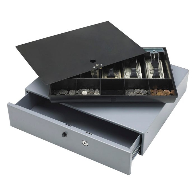 Sparco Cash Drawer with Removable Tray, 3-4/5 x 17-4/5 x 15-4/5 Inches, Gray