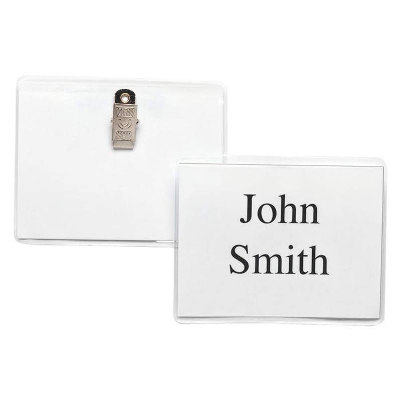 Sparco Clip Style Top Loading Name Badge Kit, 3 x 4 Inches, Clear, Pack of 50