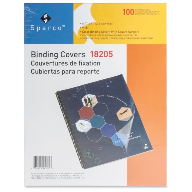 Sparco Presentation Covers, 8-1/2 x 11 Inches, Square Corners, Clear, Pack of 100
