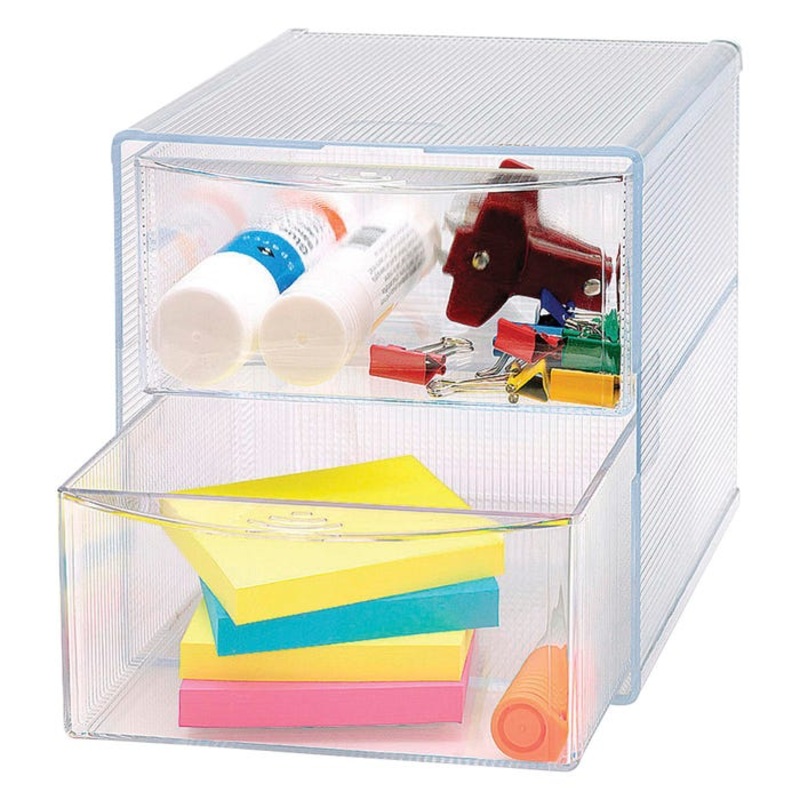 Sparco Storage Organizer, 6 X 6 X 6 in, 2 Drawers, Clear