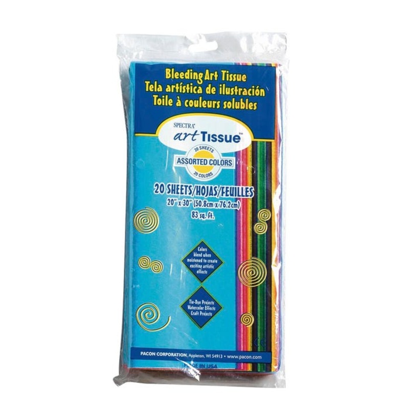 Spectra Deluxe Bleeding Tissue Paper, 20 x 30 Inches, Assorted Colors, Pack of 20