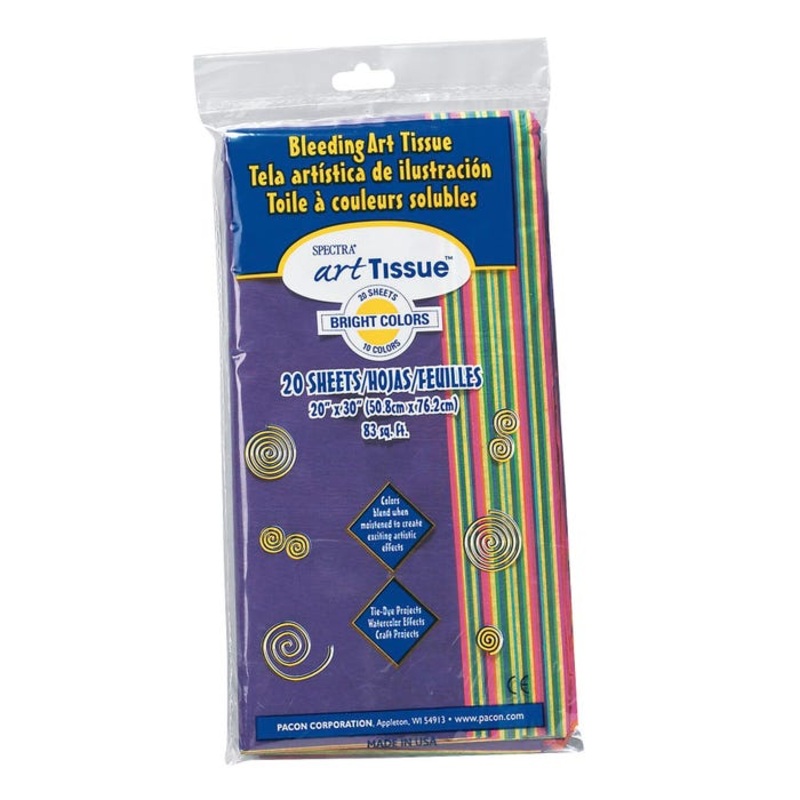 Spectra Deluxe Bleeding Tissue Paper, 20 x 30 Inches, Bright Colors, Pack of 20
