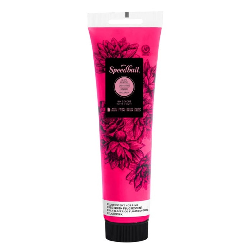 Speedball Water Soluble Block Printing Ink, Fluorescent Hot Pink, 5 Ounces
