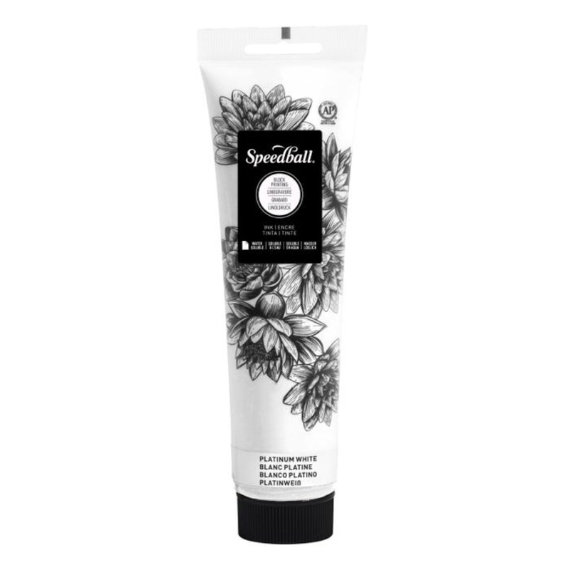 Speedball Water Soluble Block Printing Ink, Platinum White, 5 Ounces