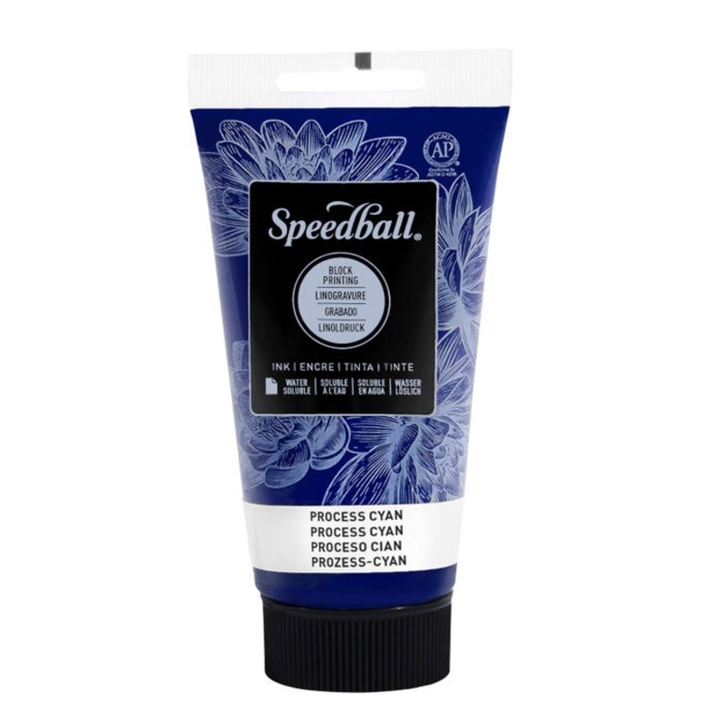 Speedball Water-Soluble Block Printing Ink, Process Cyan, 2-1/2 Ounces