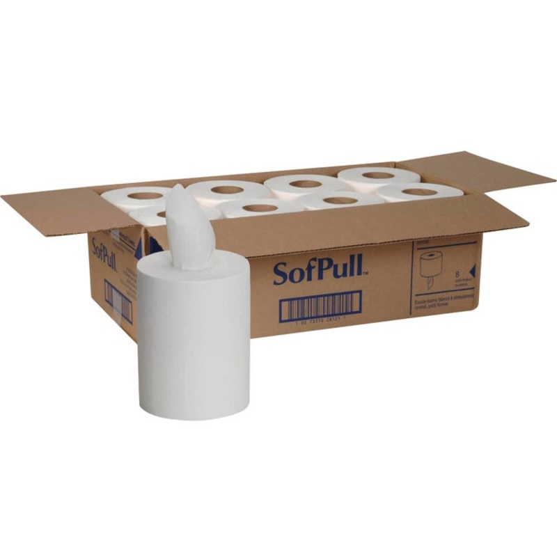 SofPull Centerpull Junior Capacity Paper Towel by GP PRO, 1 Ply, White, Pack of 8