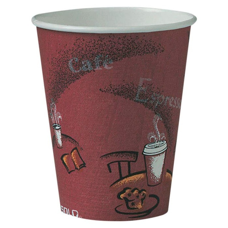 Solo Single Sided Paper Hot Cup, 8 Ounces, Maroon, Pack of 500