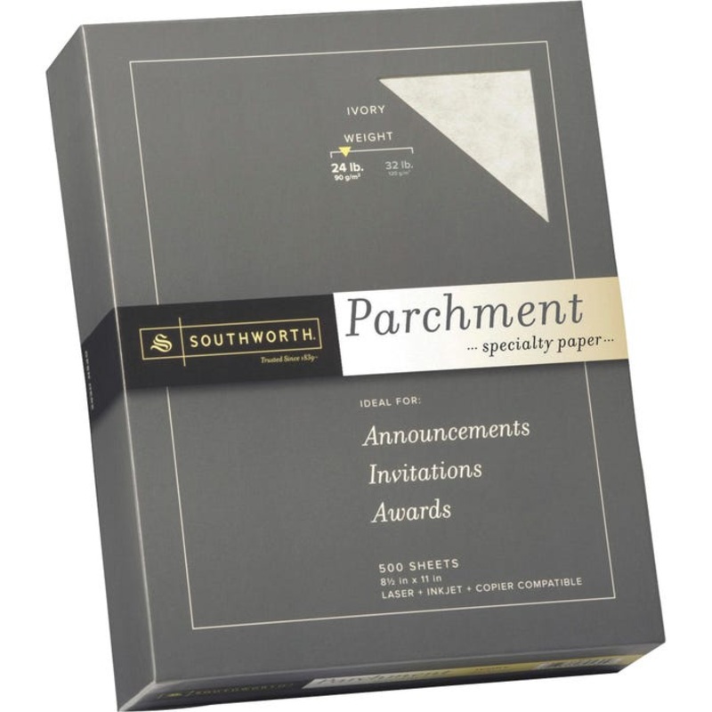 Southworth Fine Parchment Acid-Free Lignin-Free Specialty Paper, 8-1/2 x 11 Inches, 24 lb, Ivory, 500 Sheets