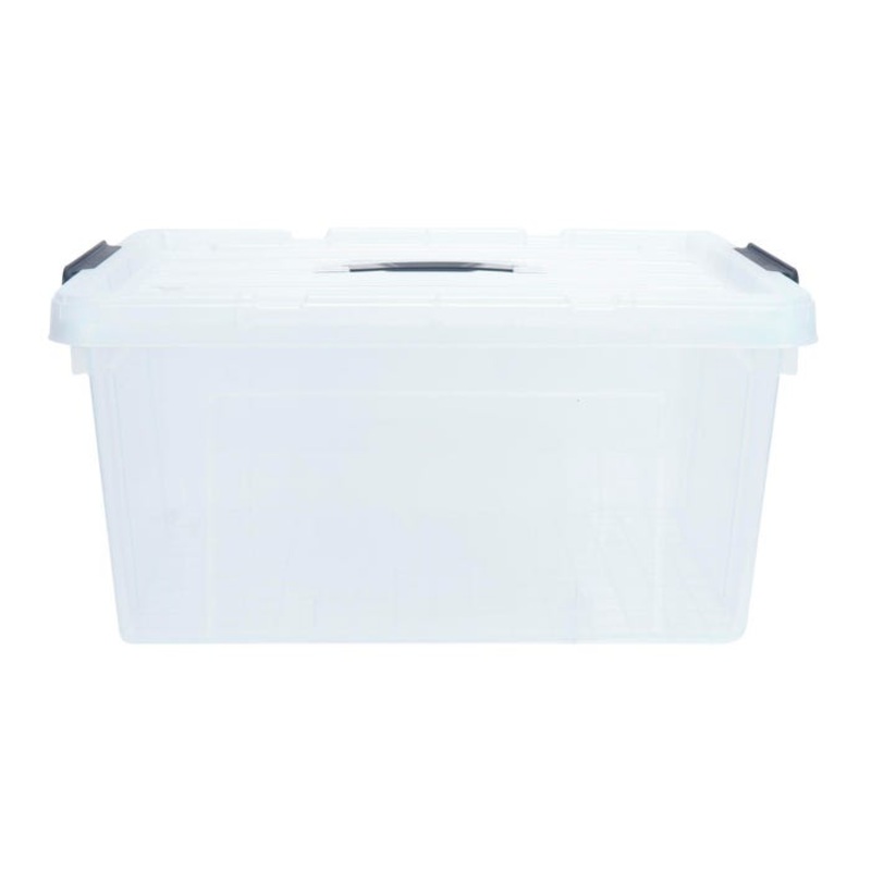 SpaceExpert Medium Storage Bin with Lid, 39 Quarts, Clear